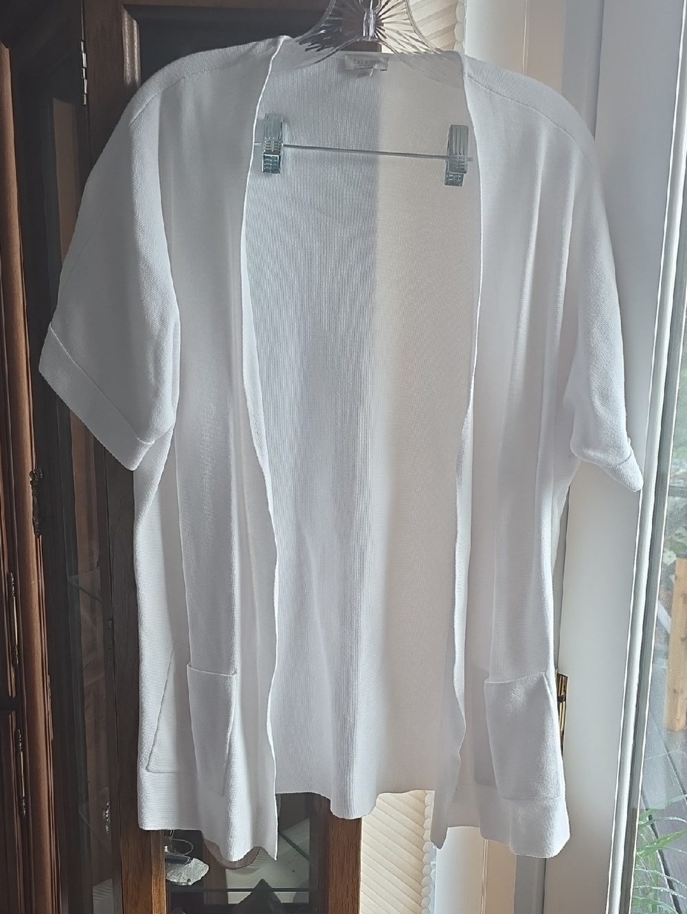 Talbots White Short-Sleeve Open Cardigan